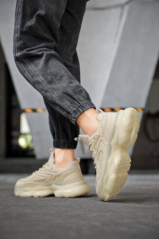 YCMM Casual Athletic Walking Shoes for Men Lace-Up Chunky Platform Dad Sneakers Breathable Mesh Comfortable Non-Slip Work Workout Shoes in Saudi Arabia