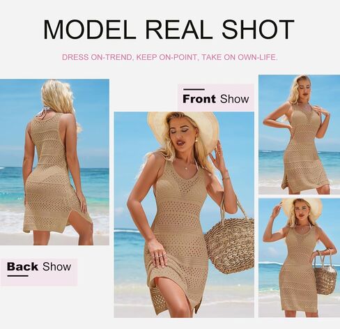 Dokotoo Womens Swimwear Cover Ups 2024 Summer Crochet Hollow Out Knit Bathing Suit Beach Dresses in Saudi Arabia