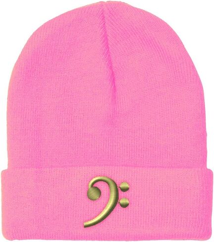 Custom Beanies for Men Black Bass Clef Gold Embroidery Music Winter Hats for Women Acrylic Skull Cap 1 Size in Kuwait