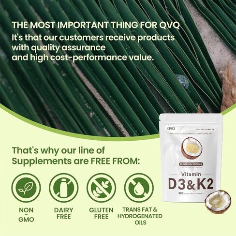 300 Pcs 2 in 1 Vitamin D3 10000 iu Plus K2 (MK-7) 200 mcg Virgin Coconut Oil Softgels with Vitamins D & K Supports Calcium Absorption, Bone, Immune, & Heart Health – Easy to Swallow in Saudi Arabia