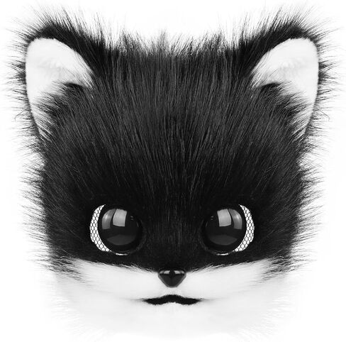 Furry Fursuit Cat Mask Faux Fur Therian Face Masks Costume Cosplay Animal for Party Halloween Christmas in Saudi Arabia