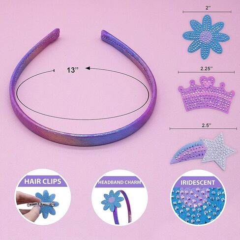 Frog SAC Charm CHARM For Girls - Kids Hair Bands مع مقاطع قابلة للتبديل ، إكسسوارات فرقة الرأس الرقيقة للأطفال (قوس قزح/نجم ، أطفال) in Kuwait