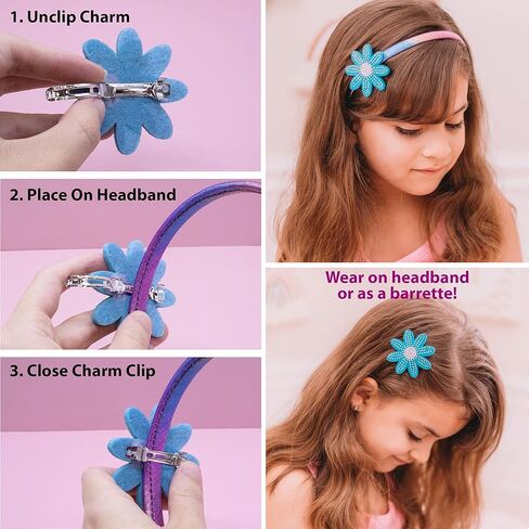 Frog SAC Charm CHARM For Girls - Kids Hair Bands مع مقاطع قابلة للتبديل ، إكسسوارات فرقة الرأس الرقيقة للأطفال (قوس قزح/نجم ، أطفال) in Kuwait