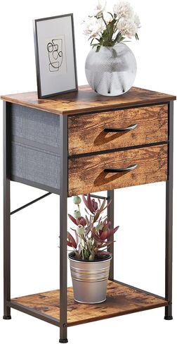 Small Printer Table for Home Office, 3-Tier Printer Stand with Drawer,Tall Side Table with Storage, Nightstands for Bedroom, End Table for Living Room in Saudi Arabia