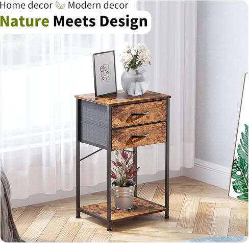 Small Printer Table for Home Office, 3-Tier Printer Stand with Drawer,Tall Side Table with Storage, Nightstands for Bedroom, End Table for Living Room in Saudi Arabia