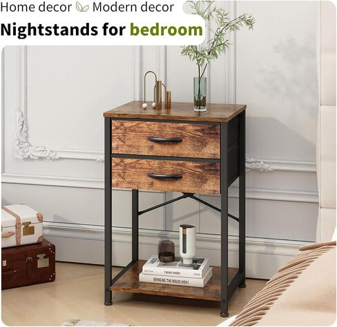 Small Printer Table for Home Office, 3-Tier Printer Stand with Drawer,Tall Side Table with Storage, Nightstands for Bedroom, End Table for Living Room in Saudi Arabia