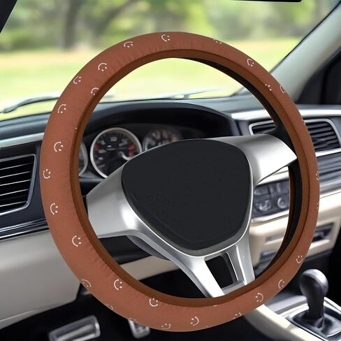 Soft Cloth Steering Wheel Cover Cute Black Fabric Car Wheel Covers Breathable Washable Car Accessory Cool in Summer Universal 14.5 15 Inch in Saudi Arabia