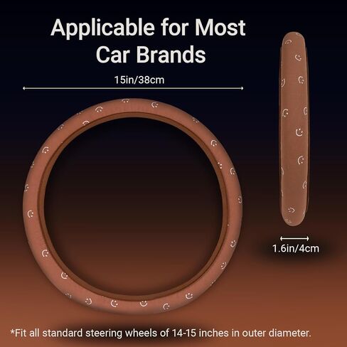 Soft Cloth Steering Wheel Cover Cute Black Fabric Car Wheel Covers Breathable Washable Car Accessory Cool in Summer Universal 14.5 15 Inch in Saudi Arabia