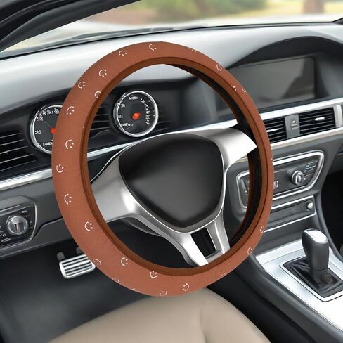 Soft Cloth Steering Wheel Cover Cute Black Fabric Car Wheel Covers Breathable Washable Car Accessory Cool in Summer Universal 14.5 15 Inch in Saudi Arabia