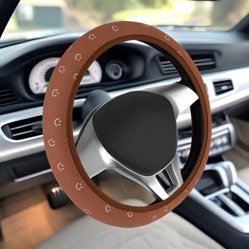 Soft Cloth Steering Wheel Cover Cute Black Fabric Car Wheel Covers Breathable Washable Car Accessory Cool in Summer Universal 14.5 15 Inch in Saudi Arabia