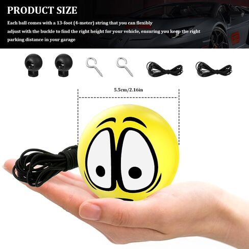 2PCS Double Garage Parking Aid, Parking Stopper for Garage, Parking Assistant with Ball Sensor Assist Solution, Parking Guide System Sensor Assistant Car Accessories for Vehicles (Big Eyes*2) in Kuwait