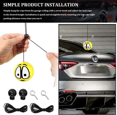 2PCS Double Garage Parking Aid, Parking Stopper for Garage, Parking Assistant with Ball Sensor Assist Solution, Parking Guide System Sensor Assistant Car Accessories for Vehicles (Big Eyes*2) in Kuwait