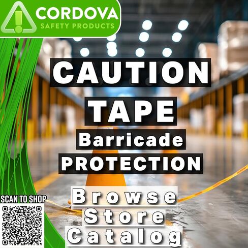 حزمة كبيرة من Cordova T15101، شريط حاجز تحذير أصفر 1.5 مل، 3 بوصات × 1000 قدم، 12 عبوة in Kuwait