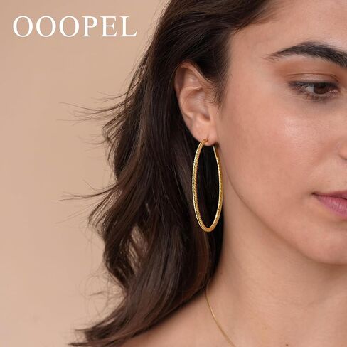 أقراط Gold Hoops للنساء ، 14 ألفًا من الذهب المطلي بالذهب الكبير ، أقراط خفيفة الوزن ذات الأوزان الخفيفة ، حلق فضي من الفضة الاسترليني الكبير للنساء 30 مم 50 مم 60 ملم in Kuwait