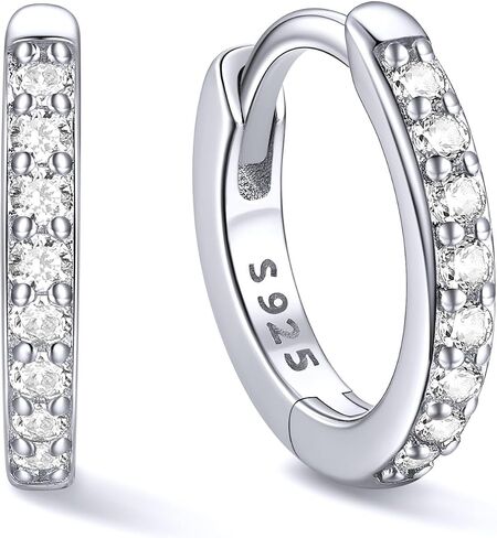ChicSilver 925 Sterling Silver Small Hoop Earrings for Women Cubic Zirconia Gold Plated Sterling Silver Huggie Hoop Earring Cartilage Earrings Hypoallergenic Lightweight (6mm/8mm/10mm/12mm) in Saudi Arabia