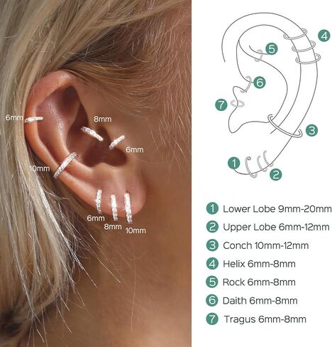 ChicSilver 925 Sterling Silver Small Hoop Earrings for Women Cubic Zirconia Gold Plated Sterling Silver Huggie Hoop Earring Cartilage Earrings Hypoallergenic Lightweight (6mm/8mm/10mm/12mm) in Saudi Arabia