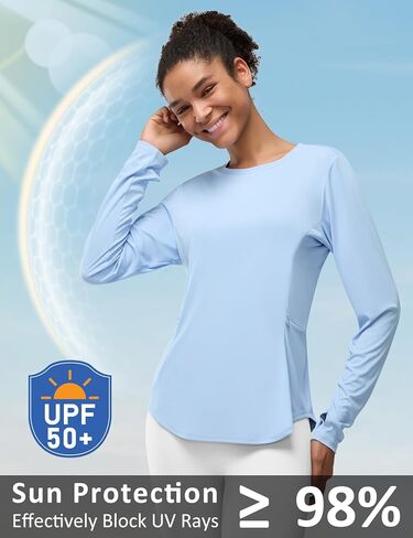 Women’s Zipper Pockets Long Sleeve Rash Guard UPF 50+ Sun Protection Shirts for Hiking Outdoor Workout Swim Shirt in Kuwait