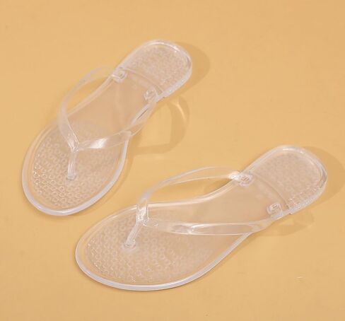 Flip Flops for Women Jelly Shoes Thong Sandals Jellies Flats Clear Slipper Summer Beach Pool Slides Size 10 Slip On Quick Drying Soft in Kuwait