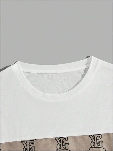 Men's 2 Piece Outfit Letter Graphic Short Sleeve T Shirts and Colorblock Track Shorts in Saudi Arabia