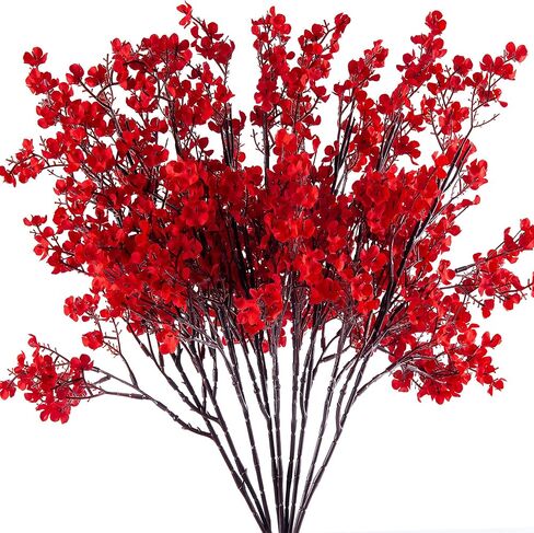 10 Pcs Babys Breath Artificial Flowers Bulk Real Touch Flowers Fake Flowers Silk Flowers for Home Decor Indoor Floral Arrangement Table Centerpieces Festival Party Decor (Red) in Saudi Arabia