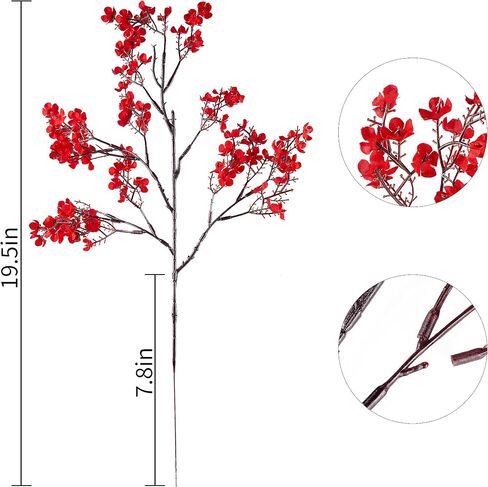 10 Pcs Babys Breath Artificial Flowers Bulk Real Touch Flowers Fake Flowers Silk Flowers for Home Decor Indoor Floral Arrangement Table Centerpieces Festival Party Decor (Red) in Saudi Arabia