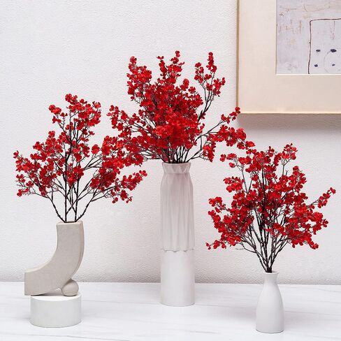10 Pcs Babys Breath Artificial Flowers Bulk Real Touch Flowers Fake Flowers Silk Flowers for Home Decor Indoor Floral Arrangement Table Centerpieces Festival Party Decor (Red) in Saudi Arabia