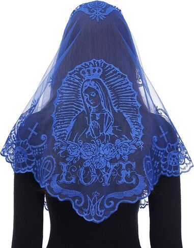 Bozidol Mantilla Veils Catholic for Women: Triangle Our Lady of Grace Veils with Floral Lace, Religious Chapel Veil for Mass in Kuwait