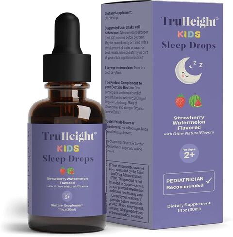 TruHeight Kids Sleep Tincture Ages 2+ (Watermelon Flavor) - Babies, Toddlers & Kids Natural Sleep Aid - Baby, Toddler, Child Melatonin 2 Year Old+ - Vitamin B6, Riboflavin, Zinc, Copper, Lemon Balm in Saudi Arabia