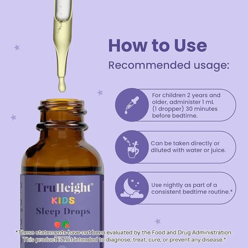 TruHeight Kids Sleep Tincture Ages 2+ (Watermelon Flavor) - Babies, Toddlers & Kids Natural Sleep Aid - Baby, Toddler, Child Melatonin 2 Year Old+ - Vitamin B6, Riboflavin, Zinc, Copper, Lemon Balm in Saudi Arabia