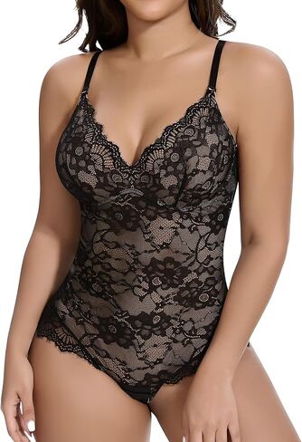 شابين للسيدات الدانتيل البسد البسدة البطن السيطرة على الرقبة backless جسم المشعب كامي قمم ثونغ جسم بدلات جسم ثونغ in Kuwait