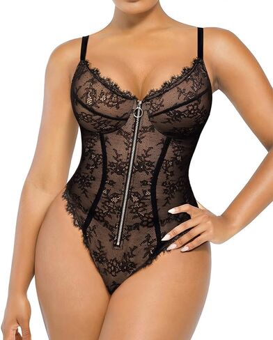 SHAPELLX Lace Bodysuit for Women Tummy Control Shapewear Bodysuit for Women Thong V Neck Sleeveless Backless Body Suit in Saudi Arabia