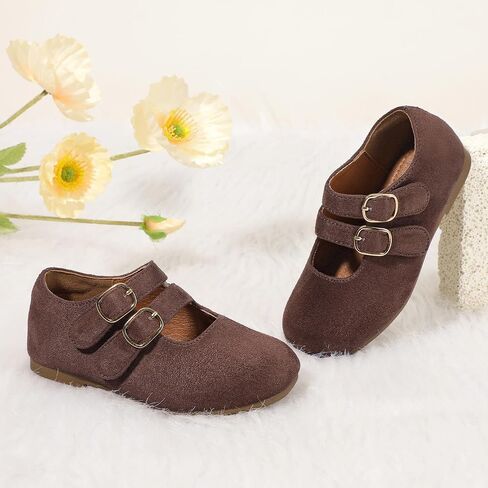 PANDANINJIA Toddler Girl Dress Shoes Mary Jane Flats Little Kid Flower Girl School Church Shoes in Kuwait