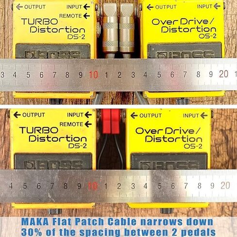 Professional Flat Guitar Patch Cables, Noise Free, Save Space, 1/4" TS Right Angle for Guitar Effect Pedals, 6IN 2 Pack, Red in Kuwait