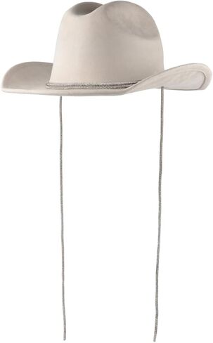 Women's Classic Wide Brim Felt Fedora Travel Western Fashion Hat, Adjustable Hat Band Rhinestone Glittered Lace in Kuwait