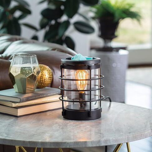 CANDLE WARMERS ETC. Vintage Bulb Illumination Fragrance Warmer- Light-Up Warmer for Warming Scented Candle Wax Melts and Tarts to Freshen Room, Light Wood and Clear Glass in Saudi Arabia
