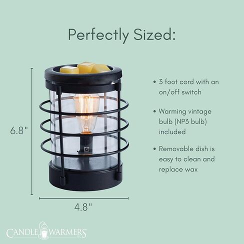 CANDLE WARMERS ETC. Vintage Bulb Illumination Fragrance Warmer- Light-Up Warmer for Warming Scented Candle Wax Melts and Tarts to Freshen Room, Light Wood and Clear Glass in Saudi Arabia