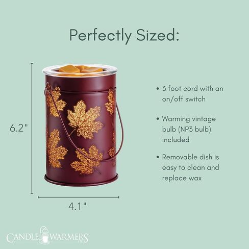 CANDLE WARMERS ETC. Vintage Bulb Illumination Fragrance Warmer- Light-Up Warmer for Warming Scented Candle Wax Melts and Tarts to Freshen Room, Light Wood and Clear Glass in Saudi Arabia