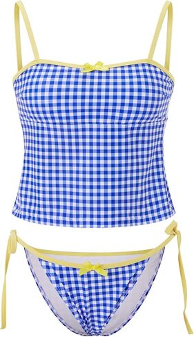 نساء منقوش بيكيني مجموعة مربعة عنق السباغيتي محصول حزام محصول الارتباط انخفاض ارتفاع Thongs 2 PCS ملابس السباحة ملابس in Kuwait