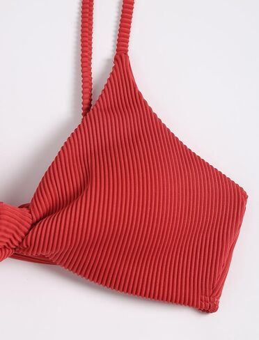 ZAFUL Women's Tie Knot Front Spaghetti Strap High Cut Bikini Set Swimsuit in Saudi Arabia