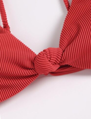ZAFUL Women's Tie Knot Front Spaghetti Strap High Cut Bikini Set Swimsuit in Saudi Arabia