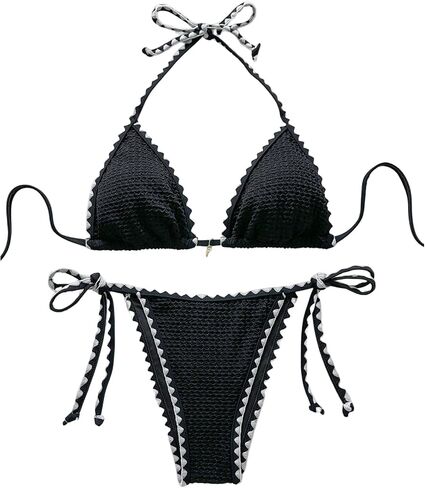 Soly Hux Women's Halter Side Side Bikini مجموعة عالية المثلث المثلث ملابس السباحة 2 قطعة بدلة السباحة in Kuwait