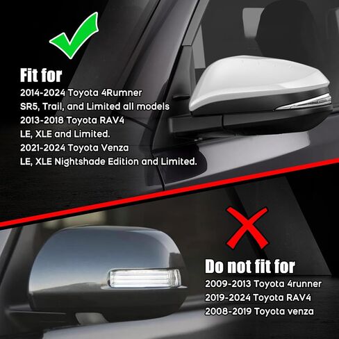 أغطية أغطية مرآة بديلة سوداء لامعة لتزيين 2014-2024 Toyota 4runner و2013-2018 Toyota Rav4، استبدال النمط مباشرة، وليس نمط الملصق in Kuwait