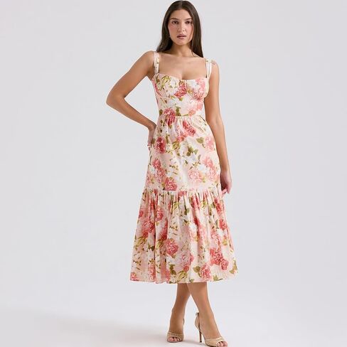 milkmaid Dress,Floral Dress,Sundresses for Women 2024-The Dress in The Market in Kuwait