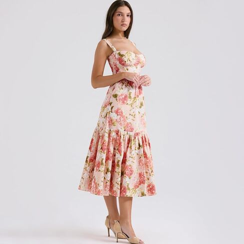 milkmaid Dress,Floral Dress,Sundresses for Women 2024-The Dress in The Market in Kuwait