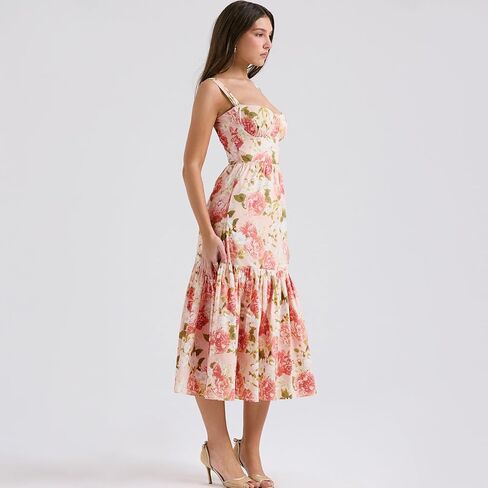milkmaid Dress,Floral Dress,Sundresses for Women 2024-The Dress in The Market in Kuwait