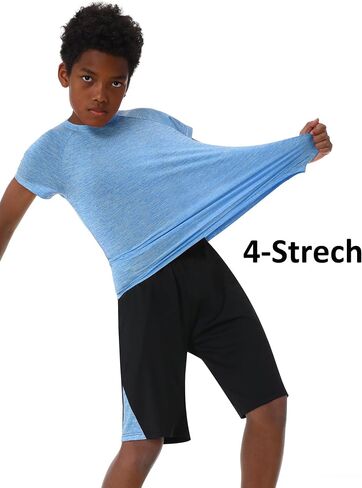 EXARUS Boys Short Sets Athletic 2 Piece Summer Outfits With Pockets Quick Dry Lightweight Heather Sports Sets Youth in Saudi Arabia