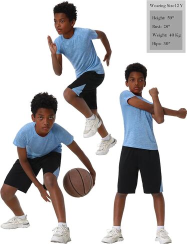 EXARUS Boys Short Sets Athletic 2 Piece Summer Outfits With Pockets Quick Dry Lightweight Heather Sports Sets Youth in Saudi Arabia