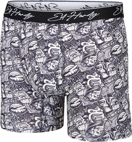 Ed Hardy Men's Boxer Boxer 4 Pack ، ملابس داخلية من النسيج الناعم ، إغلاق السحب ، الملاكمين المريحين القابلة للغسل في الآلة in Kuwait