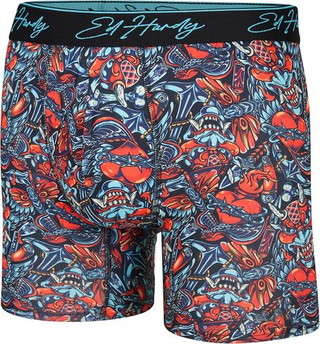 Ed Hardy Men's Boxer Boxer 4 Pack ، ملابس داخلية من النسيج الناعم ، إغلاق السحب ، الملاكمين المريحين القابلة للغسل في الآلة in Kuwait