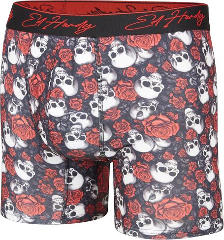 Ed Hardy Men's Boxer Boxer 4 Pack ، ملابس داخلية من النسيج الناعم ، إغلاق السحب ، الملاكمين المريحين القابلة للغسل في الآلة in Kuwait